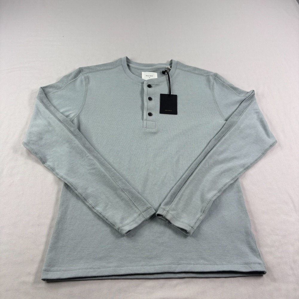 Billy Reid Shirt Mens Small Blue Henley Long Sleeve Stretch Casual NEW